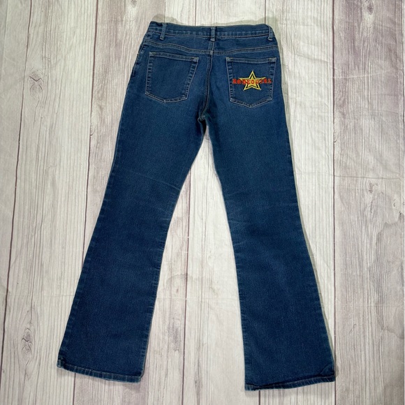 Women’s Y2K Lazer Jeans Bell Bottom Boot Cut Denim w/ Embroidered Rodeo Girl - Picture 1 of 7